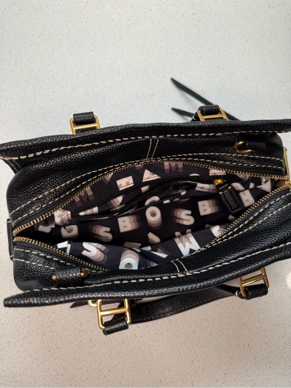 Marc Jacobs Small Black Pebbled Leather Gold Hardware Handbag